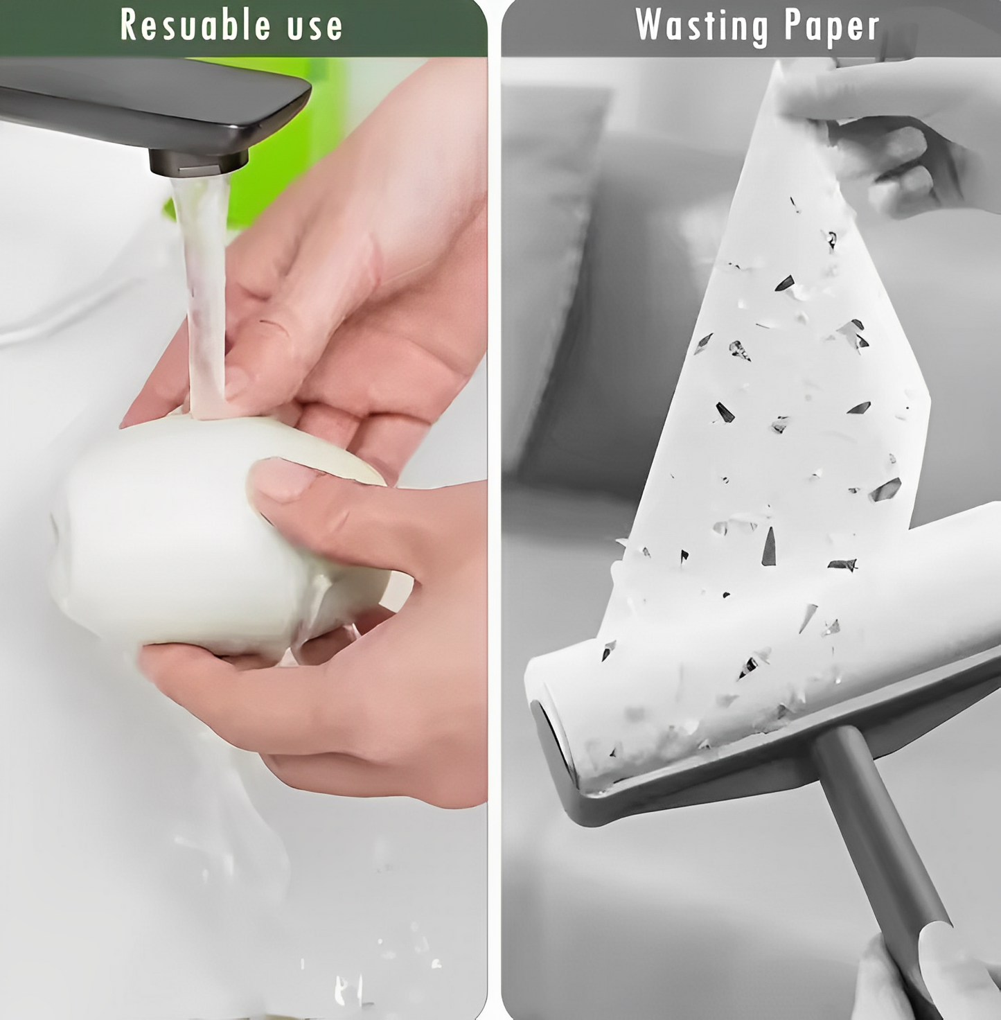 Our lint roller is reuseable. No need for sticky sheets. Simply wash under water after each use.