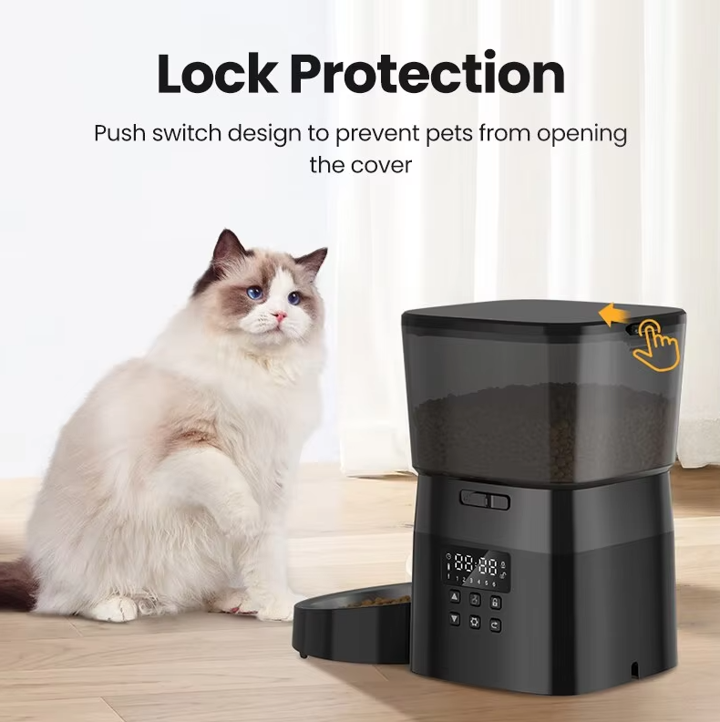 Automatic Pet Feeder Lock system. Keep pet food locked and secured. 