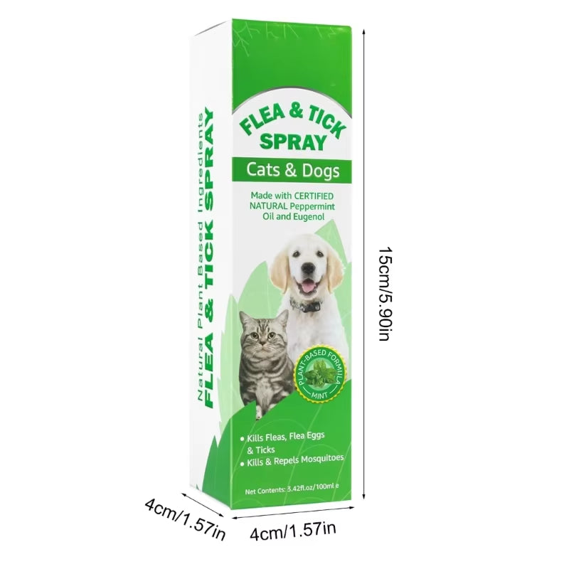100 ML cat and dog Fleas & Scabiesmites protection spray for pet health care