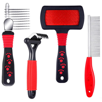 4 Pet Comb Dog Hair Removal Comb Poodle Brush Pet Cat Hair Removal Comb Cleaning Rake Brush Pet Steel Comb Pet Grooming Tools