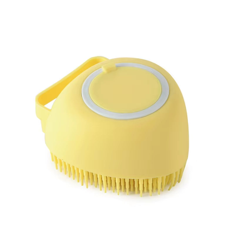 Yellow Heart Shape Silicone Pet Brush